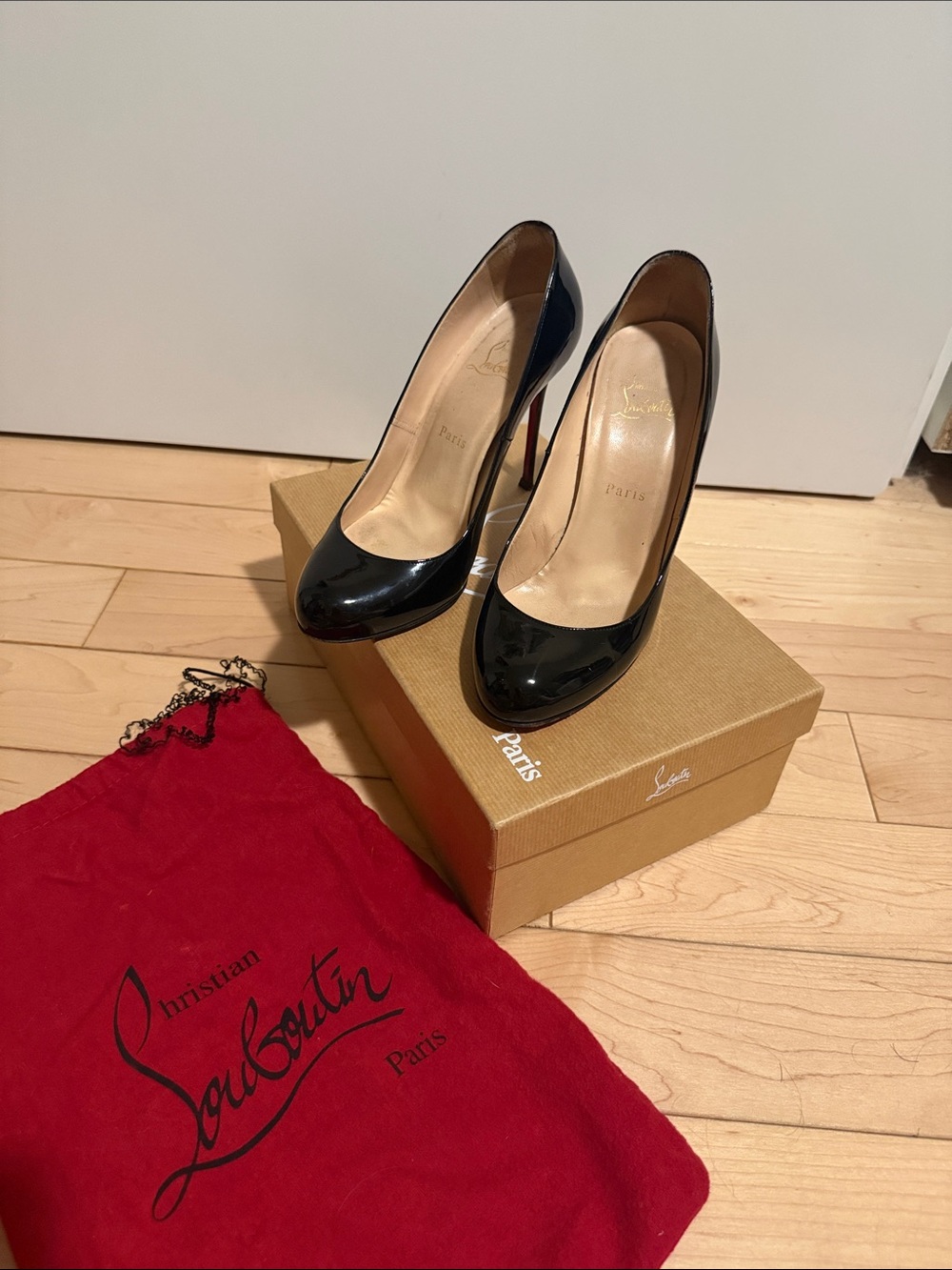 Christian Louboutin Fifi Black Patent Round-Toe Stiletto Pumps